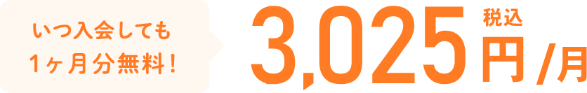 ネット申込で1ヶ月分無料！3,025円税込